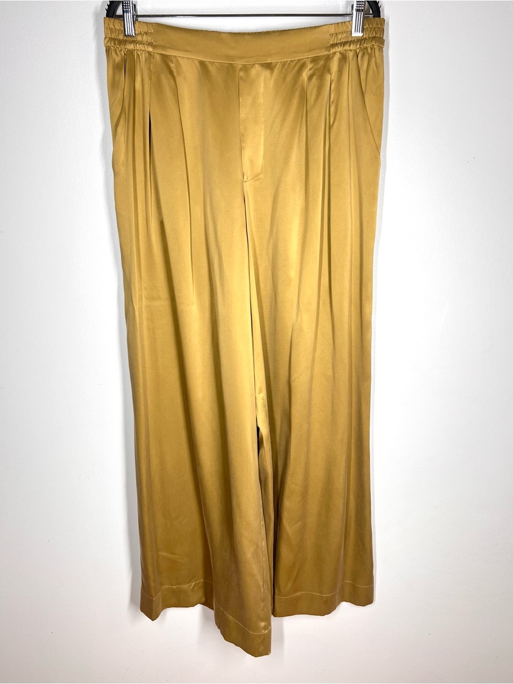 Faherty Sandwashed Silk Gemma Wide Leg Pants in Antique Bronze Sz L - Picture 2 of 6